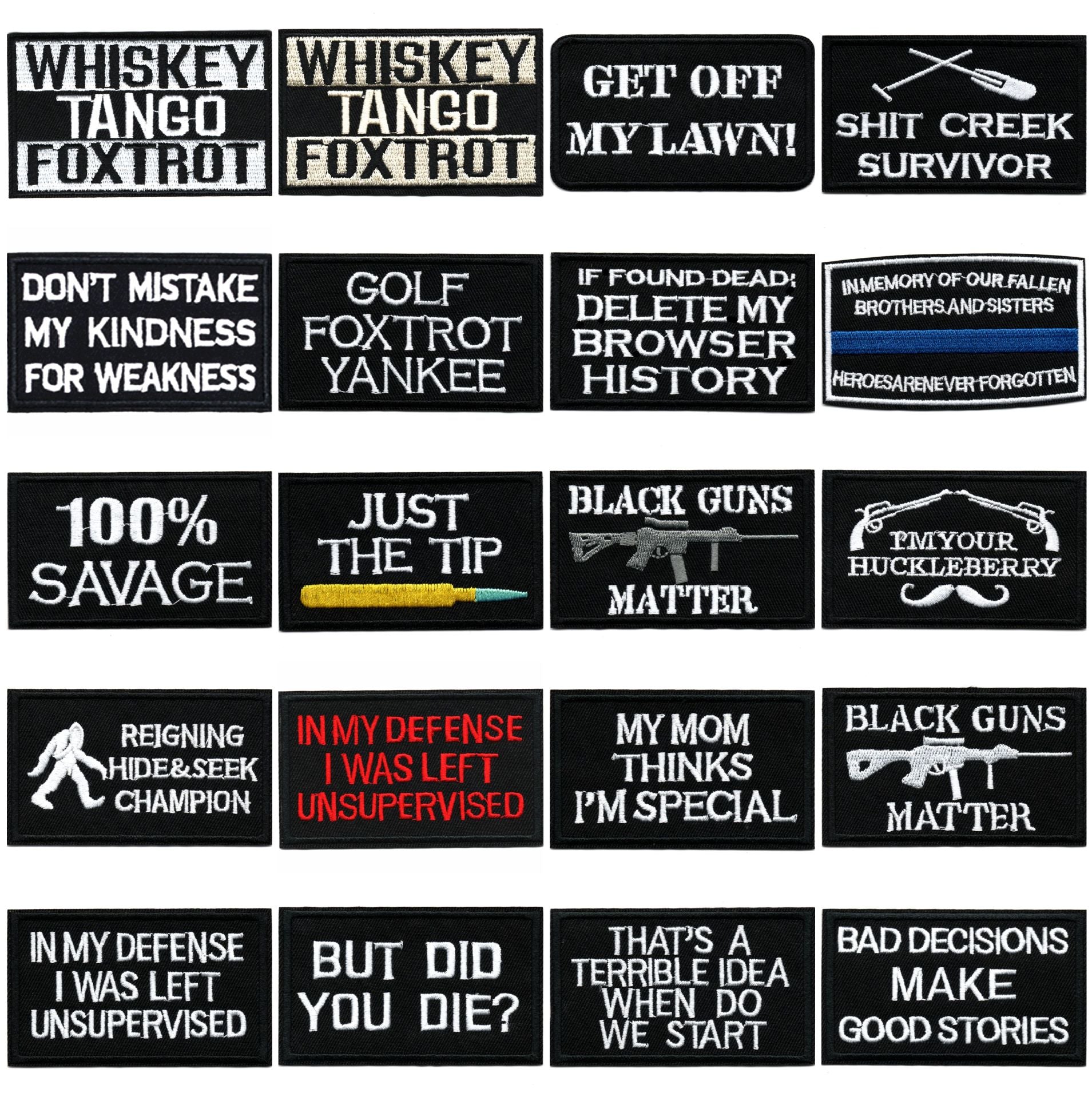 Wholesale Black and white English letter rectangular embroidery DIY Patches