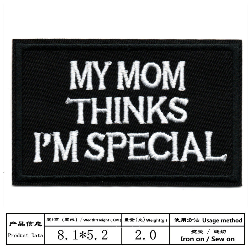 Wholesale Black and white English letter rectangular embroidery DIY Patches