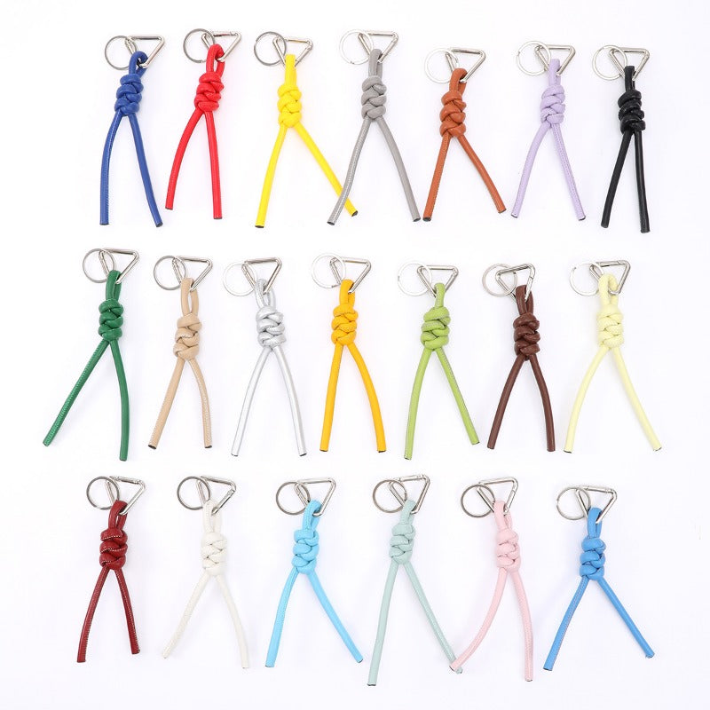 Wholesale Triangle PU Hand Woven Diamond Knot Keychains