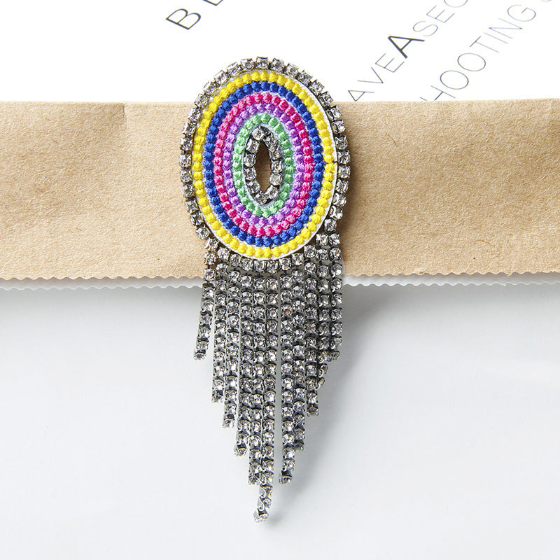 Wholesale Tassel Flower Color Letter Rhinestone Brooch