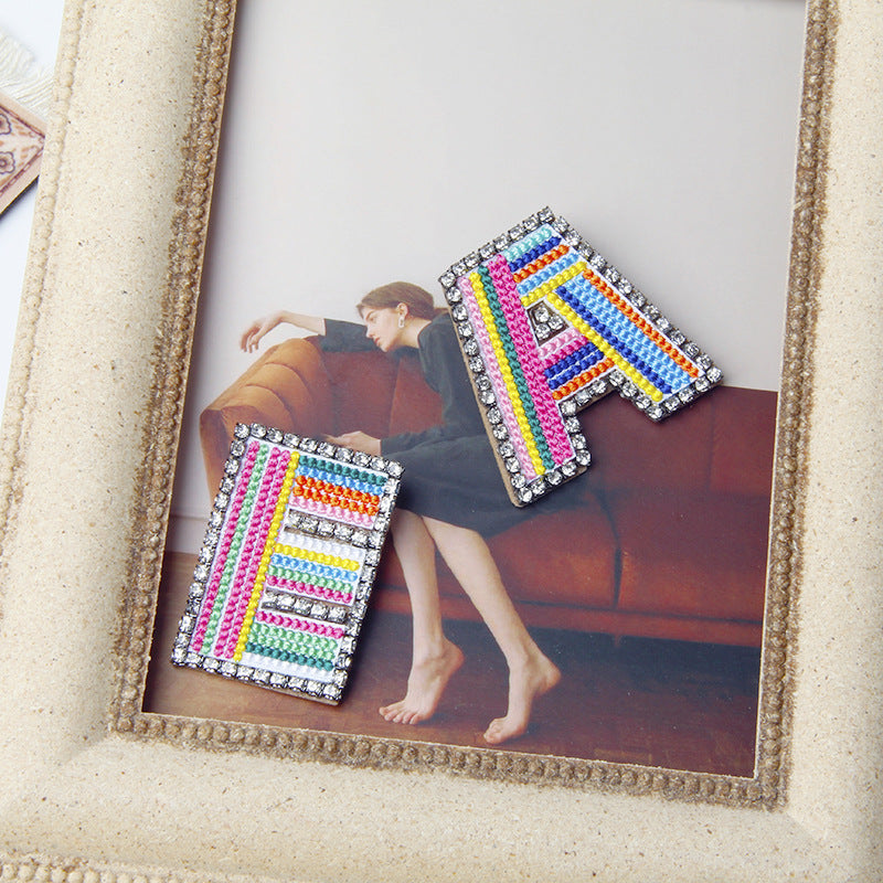 Wholesale Flower Colored Letter Rhinestone Brooch