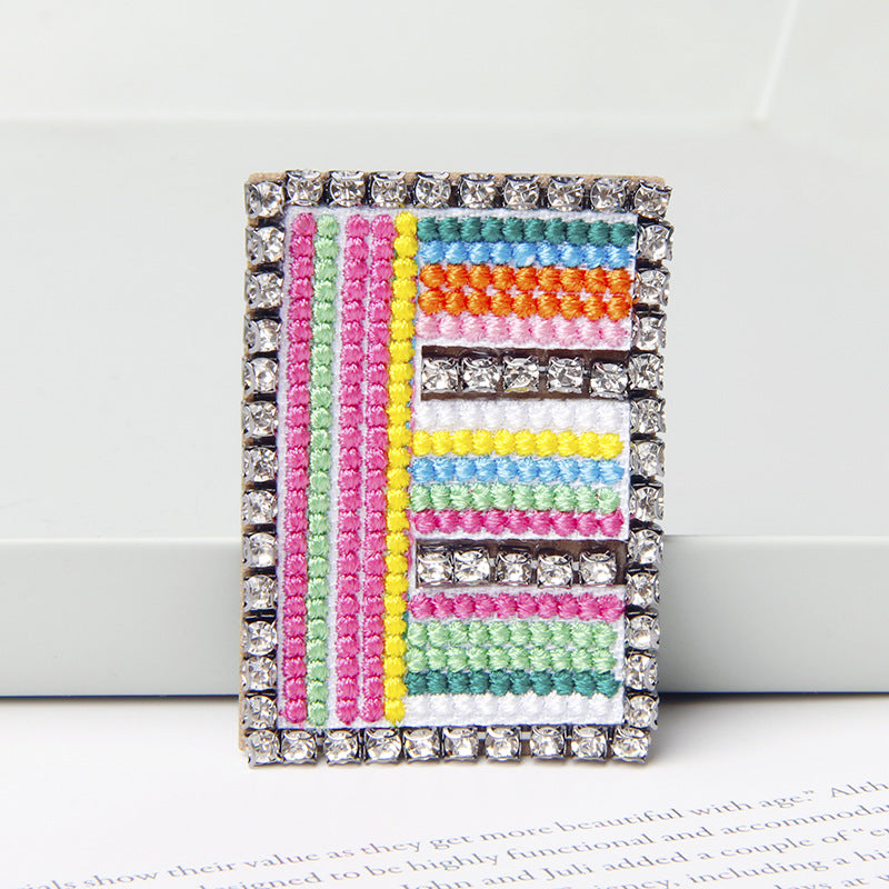 Wholesale Flower Colored Letter Rhinestone Brooch