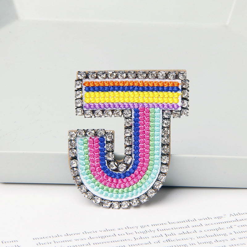 Wholesale Flower Colored Letter Rhinestone Brooch