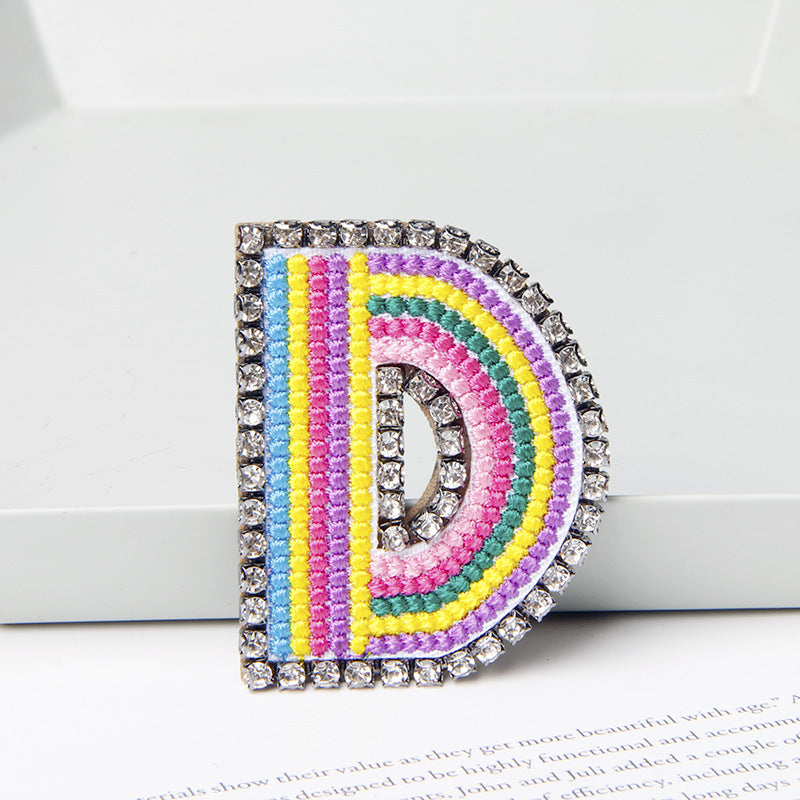 Wholesale Flower Colored Letter Rhinestone Brooch