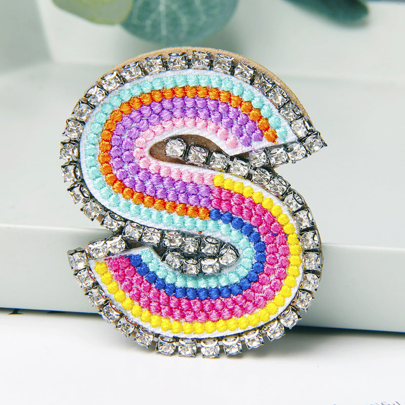 Wholesale Flower Colored Letter Rhinestone Brooch