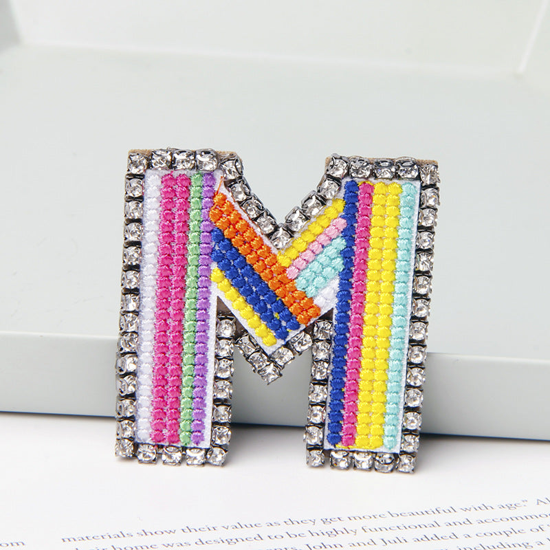 Wholesale Flower Colored Letter Rhinestone Brooch