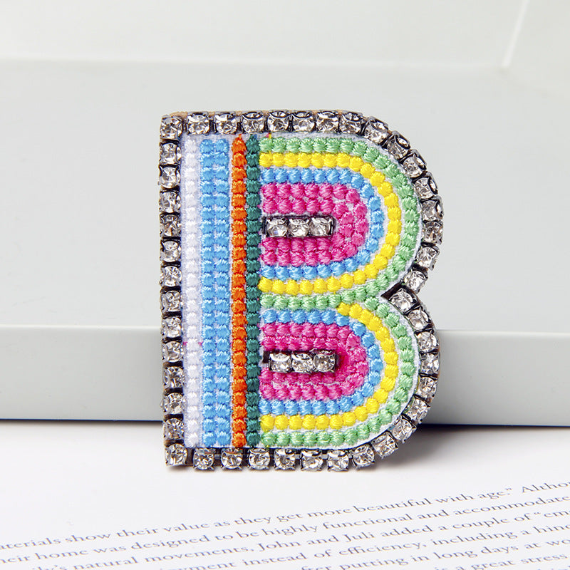 Wholesale Flower Colored Letter Rhinestone Brooch