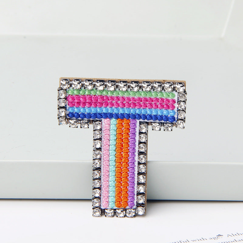 Wholesale Flower Colored Letter Rhinestone Brooch