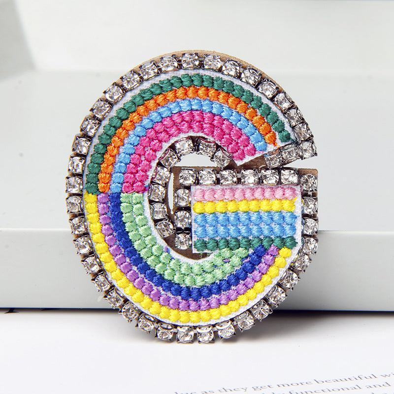 Wholesale Flower Colored Letter Rhinestone Brooch