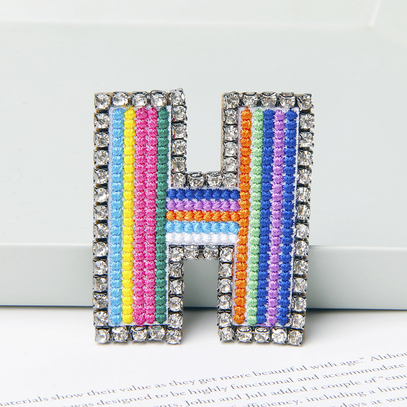 Wholesale Flower Colored Letter Rhinestone Brooch