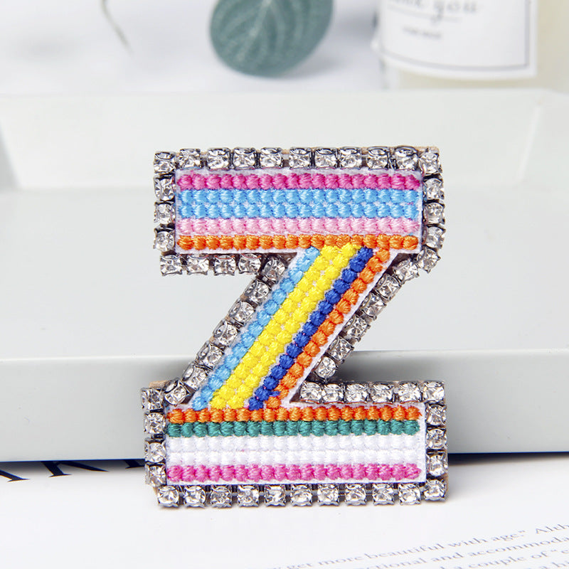 Wholesale Flower Colored Letter Rhinestone Brooch