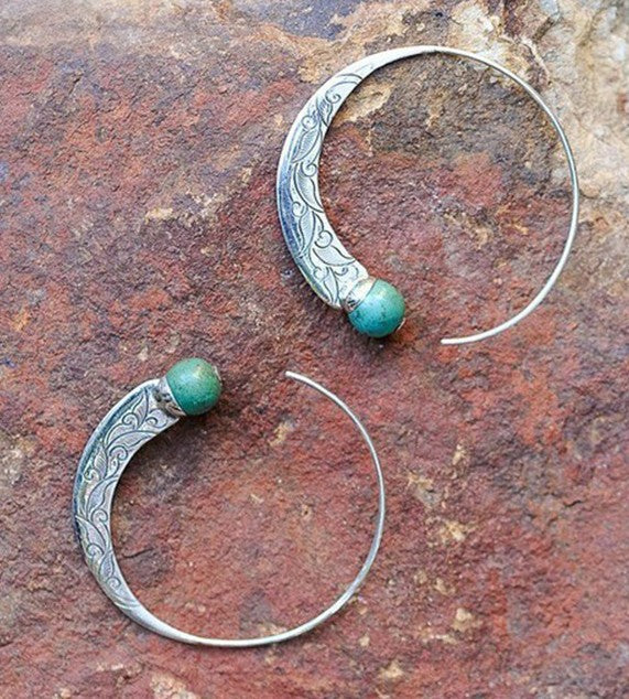 Wholesale Alloy Vintage Thai Silver Turquoise Earrings