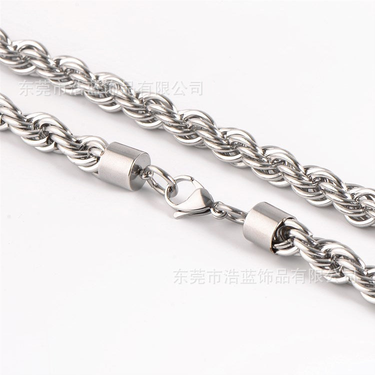Wholesale Coarse Fried Dough Twists Fashion Stainless Steel Necklace