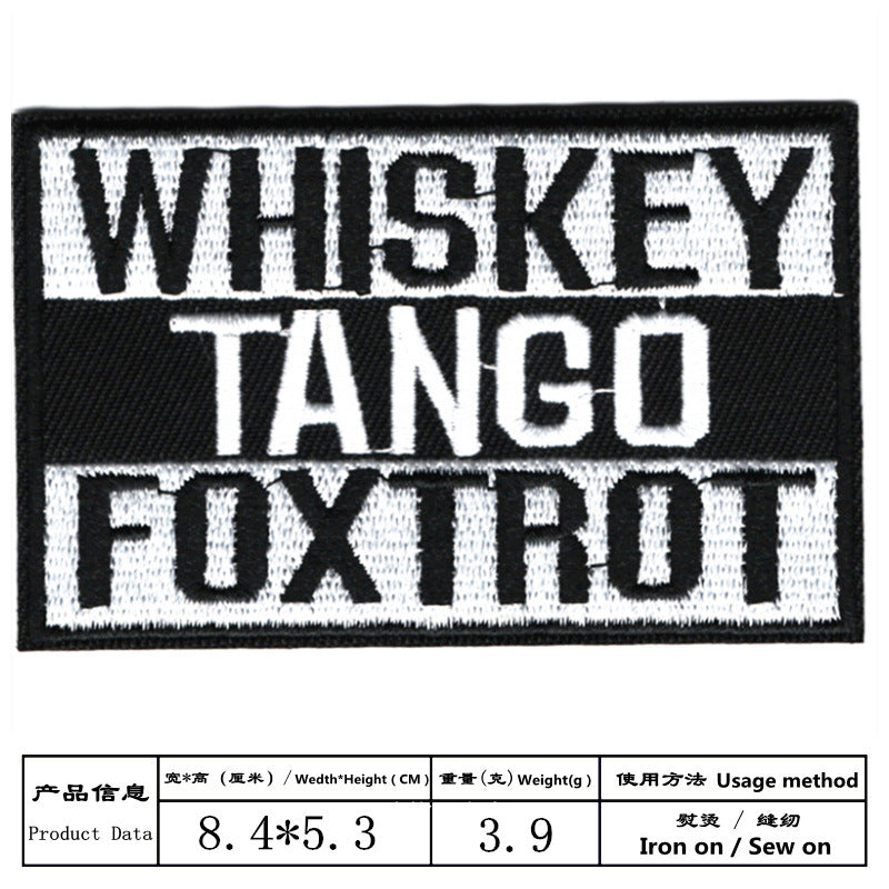 Wholesale Black and white English letter rectangular embroidery DIY Patches