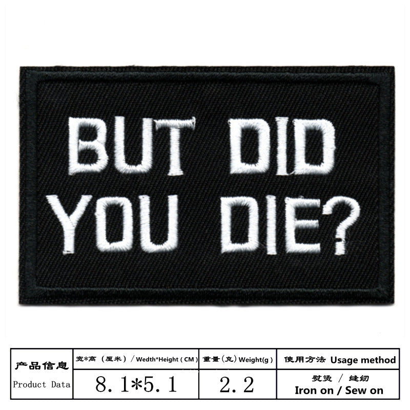 Wholesale Black and white English letter rectangular embroidery DIY Patches