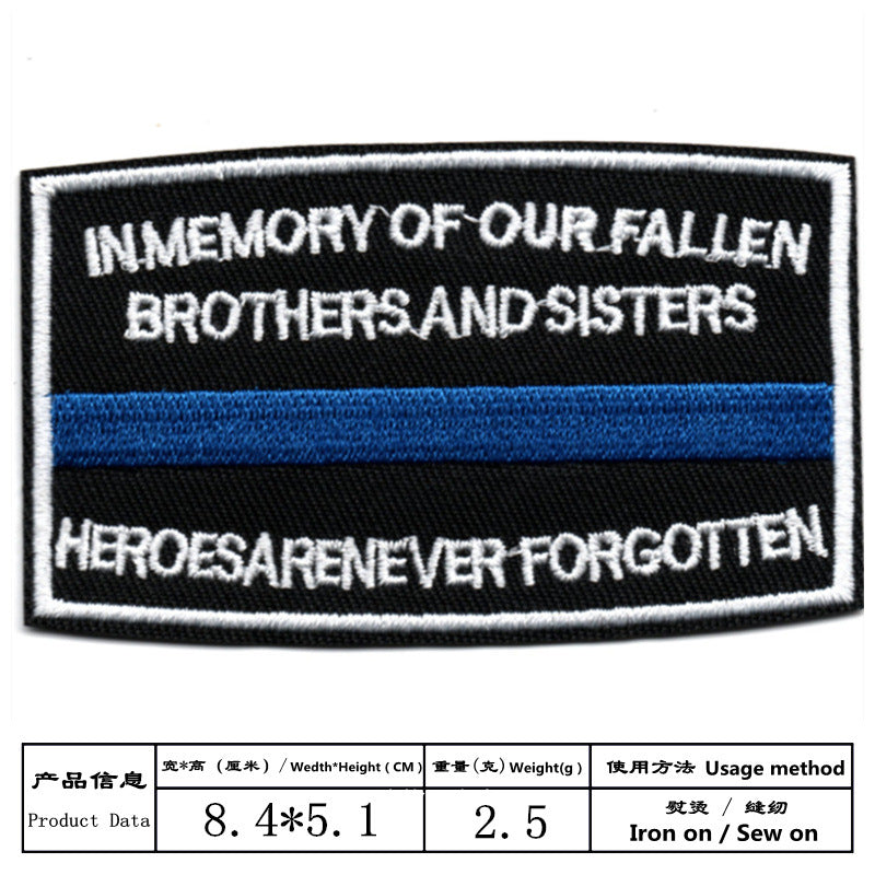 Wholesale Black and white English letter rectangular embroidery DIY Patches