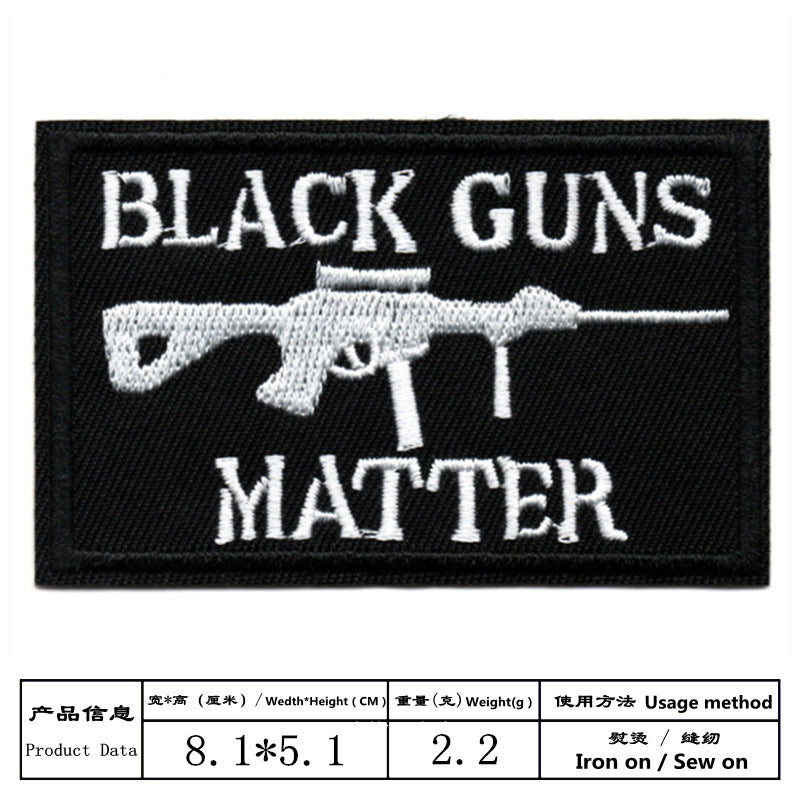 Wholesale Black and white English letter rectangular embroidery DIY Patches