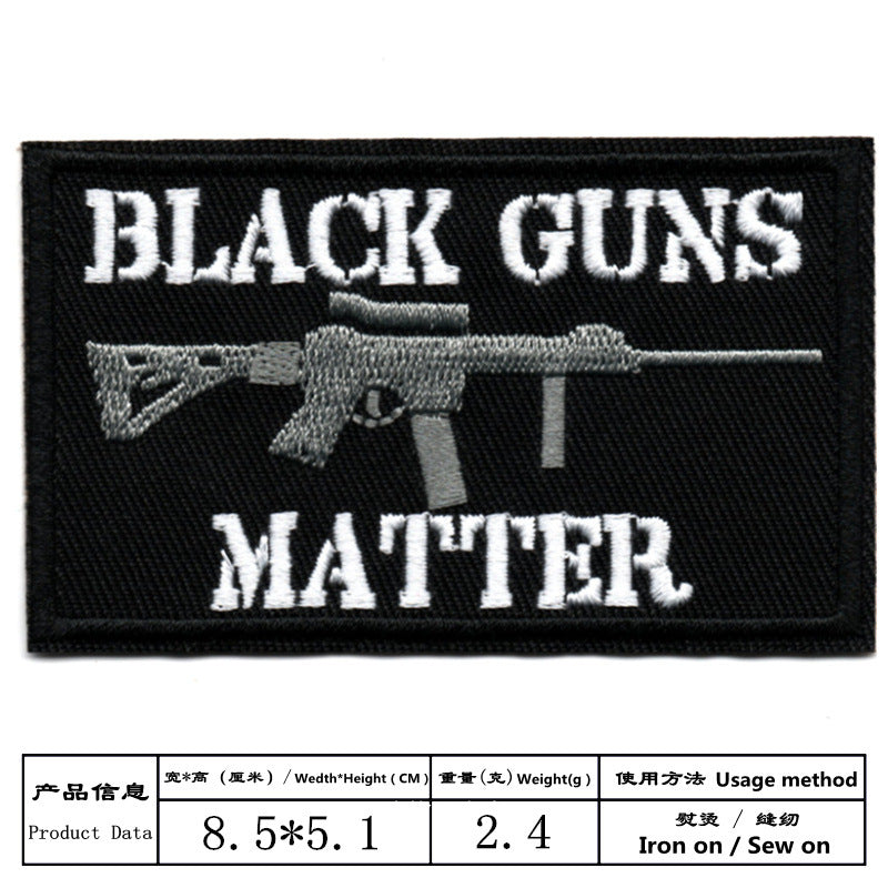 Wholesale Black and white English letter rectangular embroidery DIY Patches