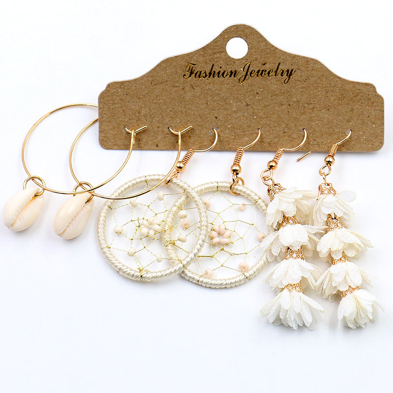 Wholesale Bohemian Gold Large Circle Tassel Earrings Set