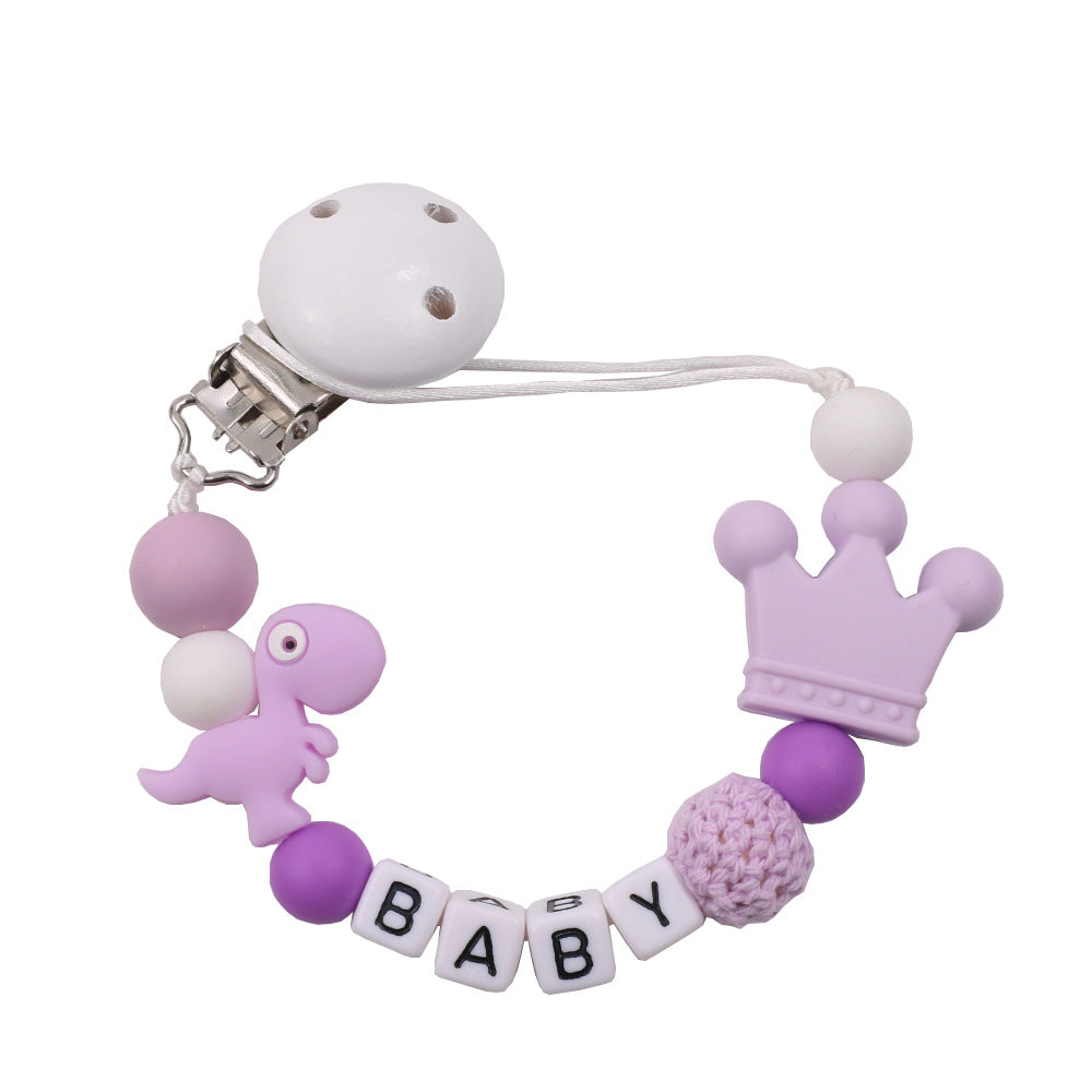 3pcs de 3pcs de dinosaurio pequeño cuentas de silicona de la cadena anti-drops de cadena