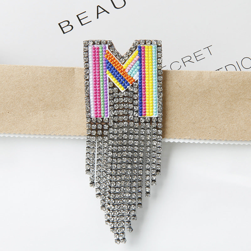 Wholesale Tassel Flower Color Letter Rhinestone Brooch