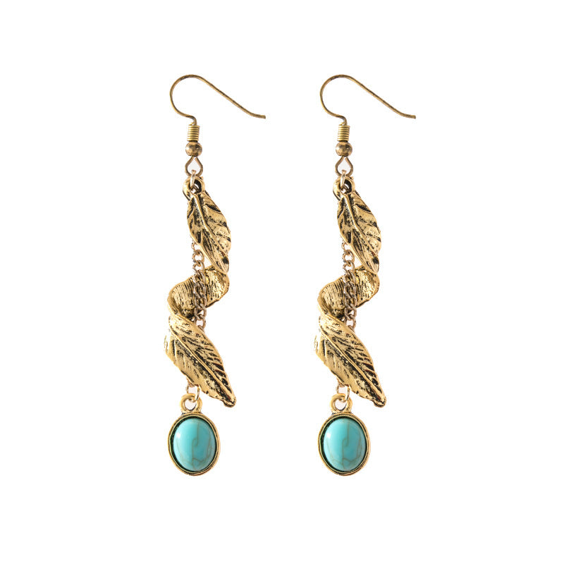 Wholesale Turquoise Long Alloy Earrings