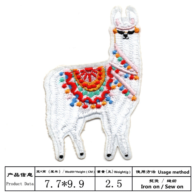 Wholesale Cartoon Alpaca Embroidered Cloth Patches 9 Piece Set Kids Clothing Coat Decorative Sew On Appliques DIY Hole Repair Gift