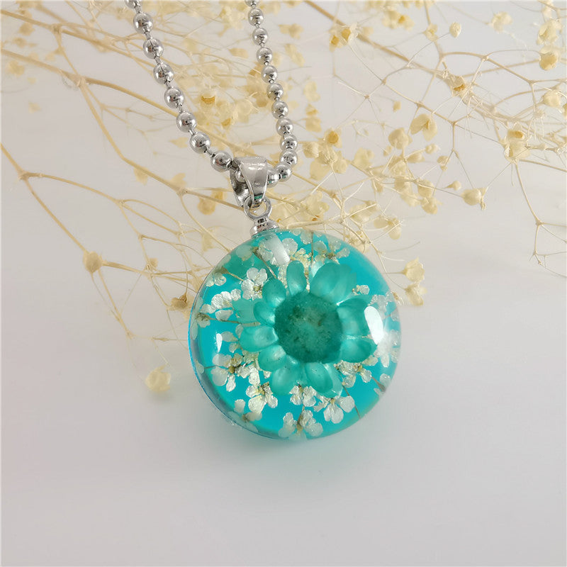 Wholesale 6pcs Creative Natural Real Plant Specimen Dried Flower Necklace