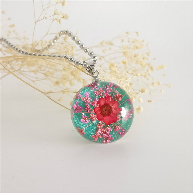 Wholesale 6pcs Creative Natural Real Plant Specimen Dried Flower Necklace