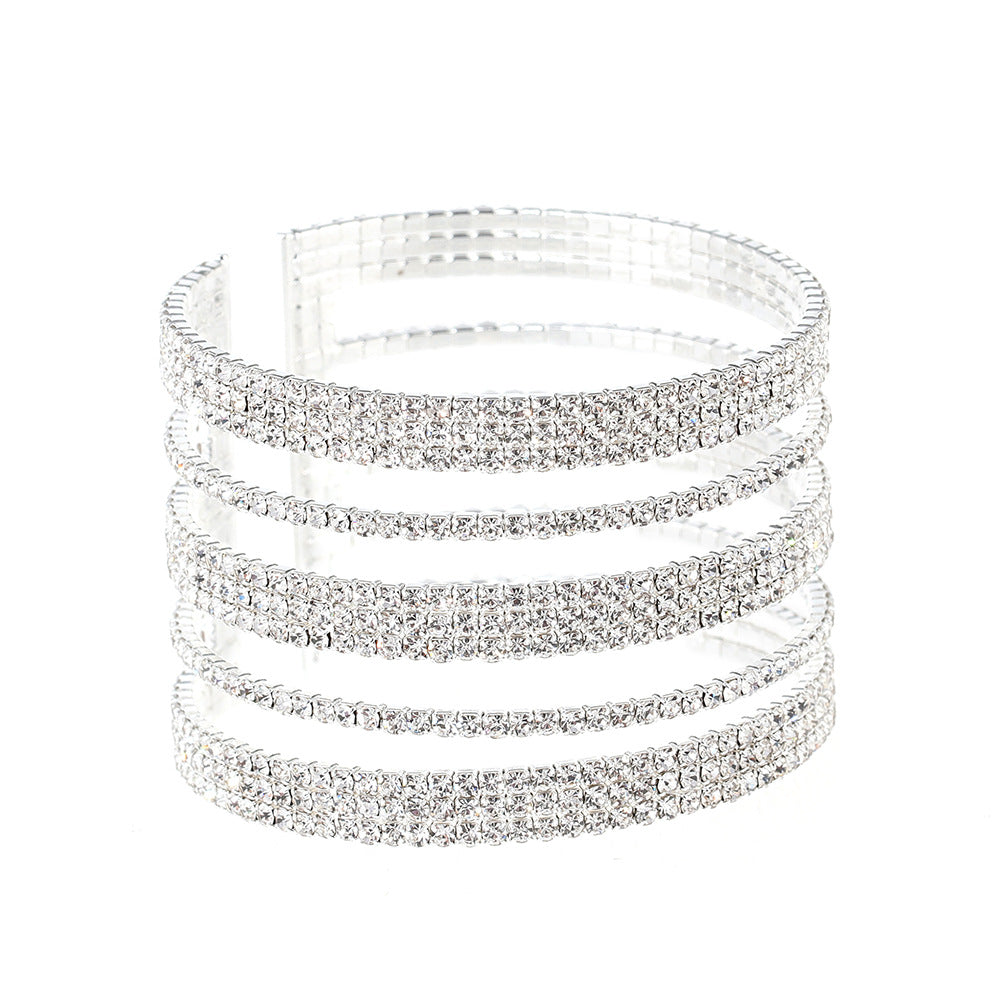 Wholesale Diamond-encrusted Wire Multi-row Wide Bracelet