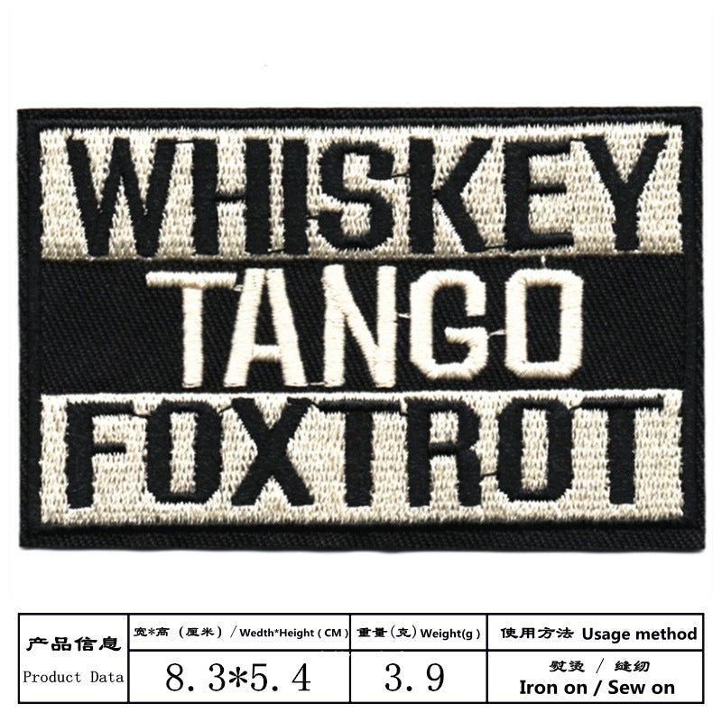 Wholesale Black and white English letter rectangular embroidery DIY Patches