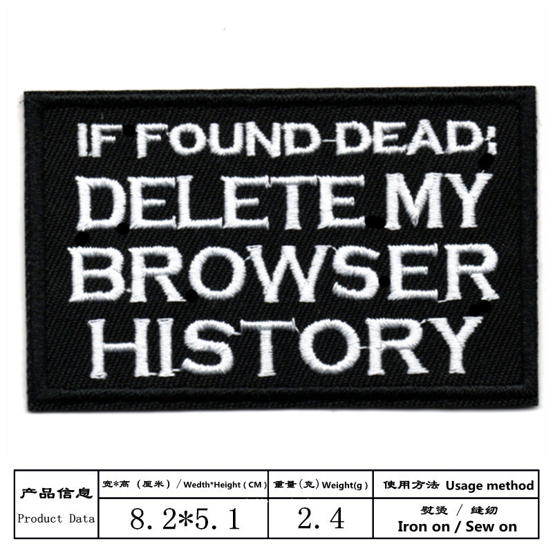 Wholesale Black and white English letter rectangular embroidery DIY Patches