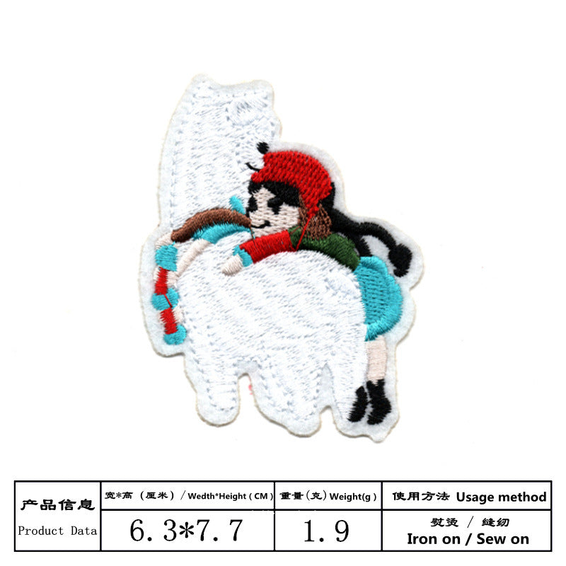 Wholesale Cartoon Alpaca Embroidered Cloth Patches 9 Piece Set Kids Clothing Coat Decorative Sew On Appliques DIY Hole Repair Gift