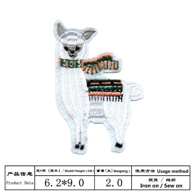 Wholesale Cartoon Alpaca Embroidered Cloth Patches 9 Piece Set Kids Clothing Coat Decorative Sew On Appliques DIY Hole Repair Gift