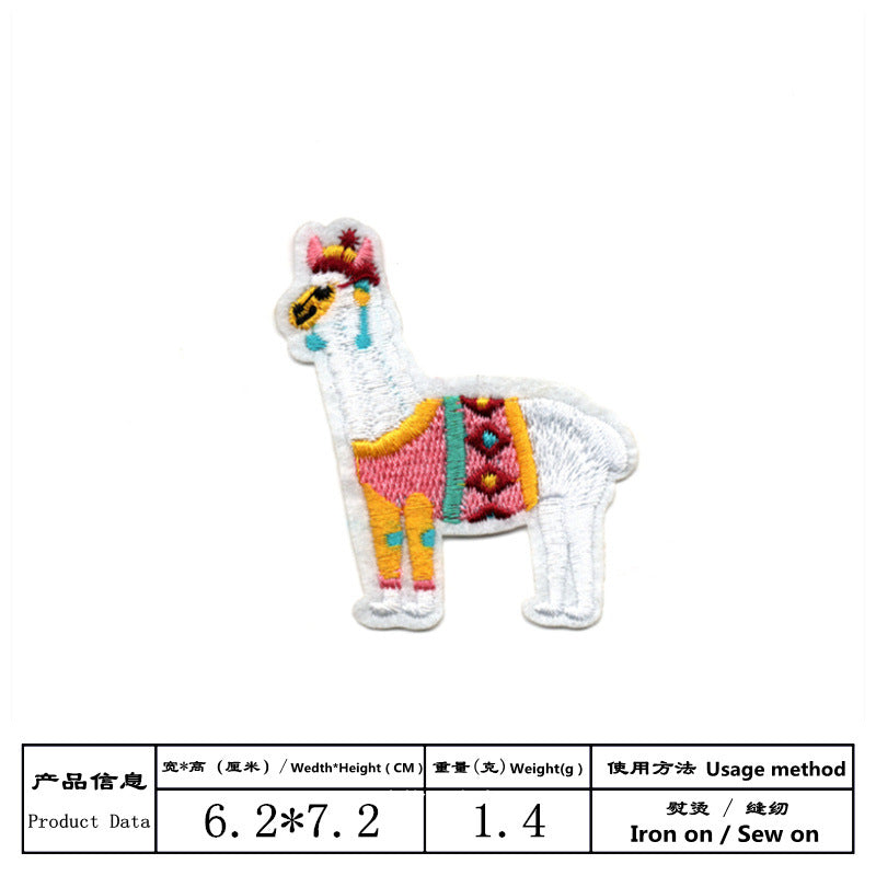 Wholesale Cartoon Alpaca Embroidered Cloth Patches 9 Piece Set Kids Clothing Coat Decorative Sew On Appliques DIY Hole Repair Gift