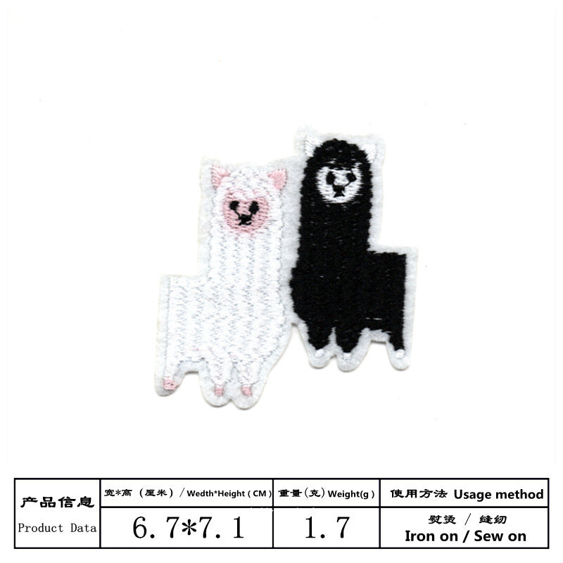 Wholesale Cartoon Alpaca Embroidered Cloth Patches 9 Piece Set Kids Clothing Coat Decorative Sew On Appliques DIY Hole Repair Gift