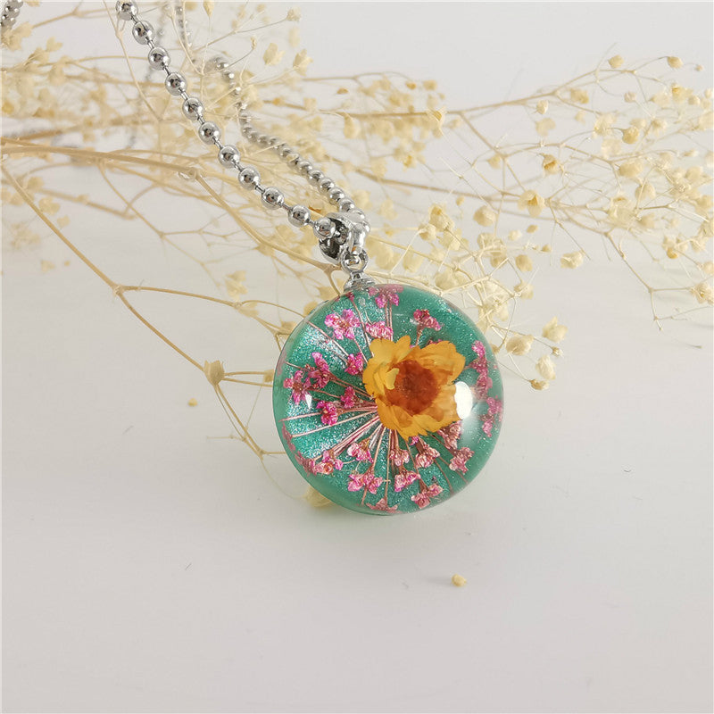 Wholesale 6pcs Creative Natural Real Plant Specimen Dried Flower Necklace