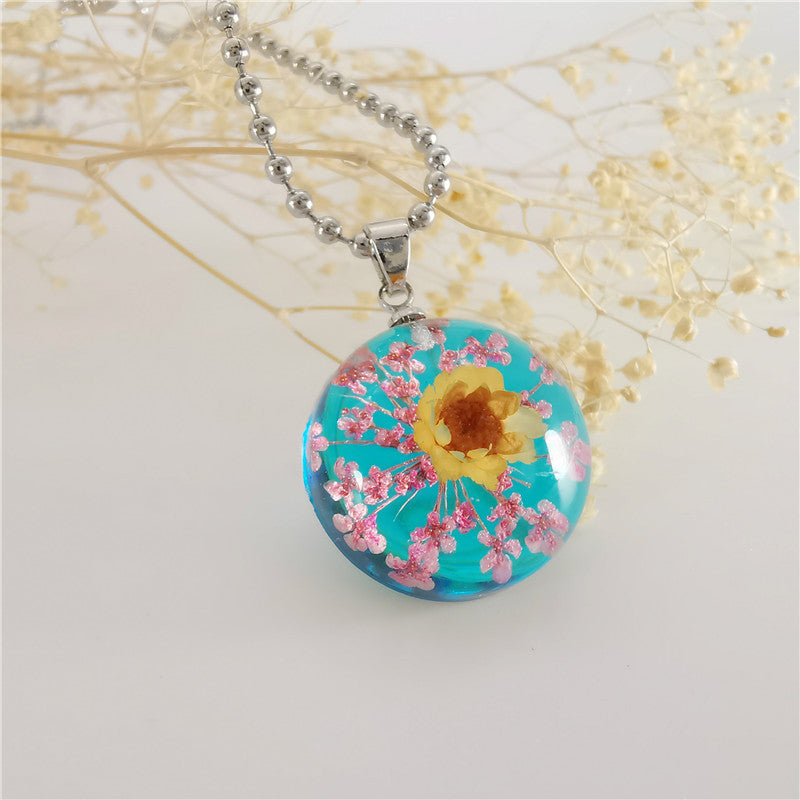 Wholesale 6pcs Creative Natural Real Plant Specimen Dried Flower Necklace