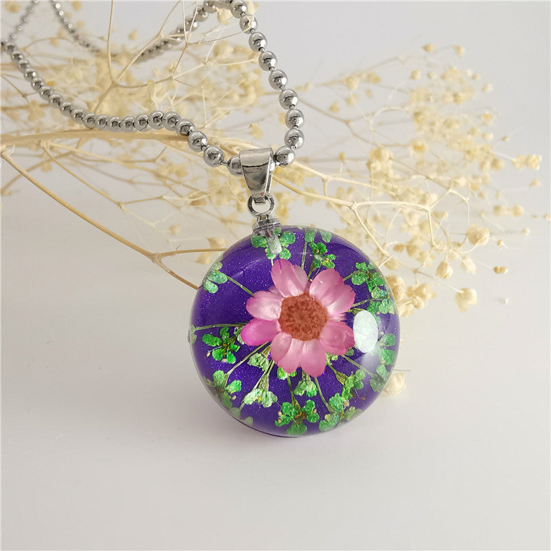 Wholesale 6pcs Creative Natural Real Plant Specimen Dried Flower Necklace