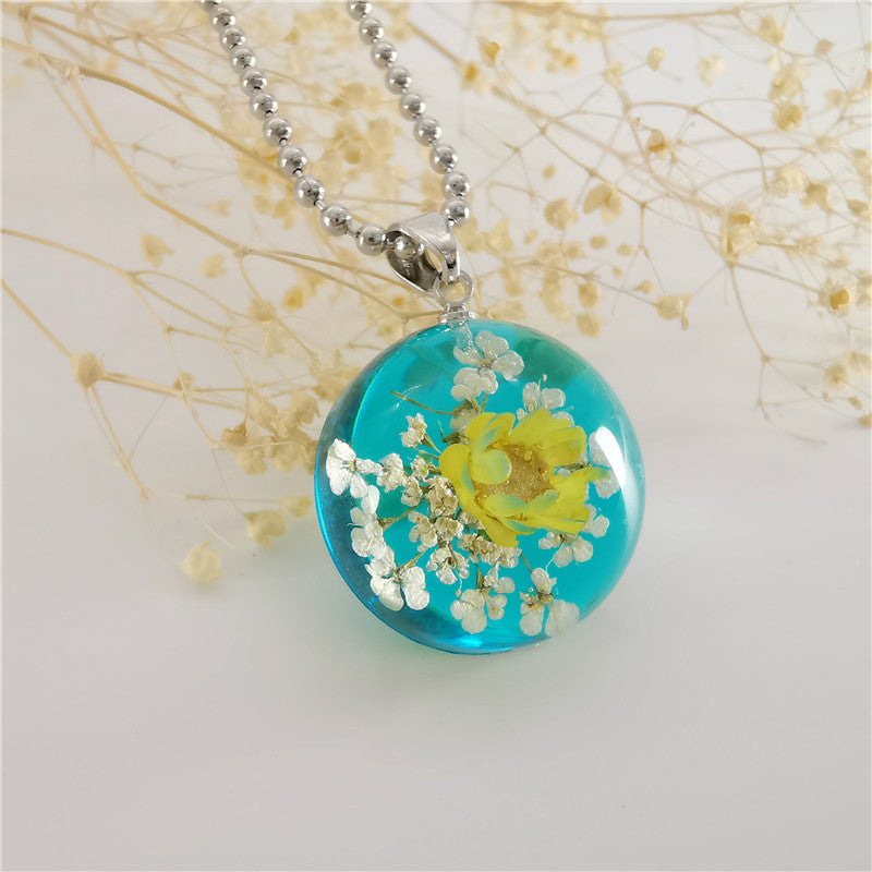 Wholesale 6pcs Creative Natural Real Plant Specimen Dried Flower Necklace