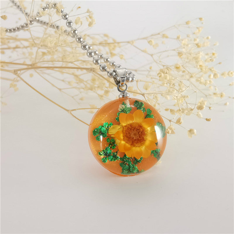 Wholesale 6pcs Creative Natural Real Plant Specimen Dried Flower Necklace