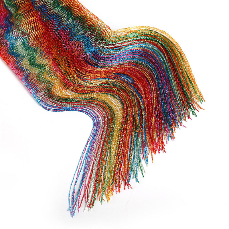 Wholesale Shawl Colorful Slit Beach Towel Tassel Scarf Swimwear