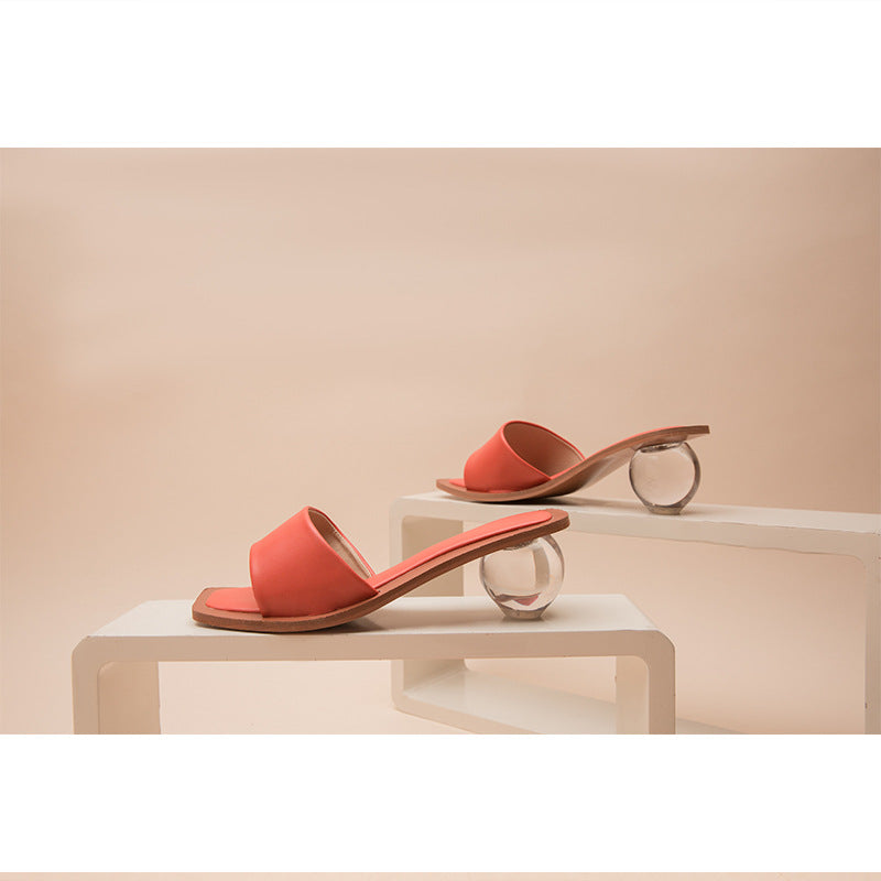 Wholesale PU Glass Heel Slipper