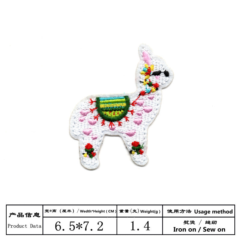 Wholesale Cartoon Alpaca Embroidered Cloth Patches 9 Piece Set Kids Clothing Coat Decorative Sew On Appliques DIY Hole Repair Gift