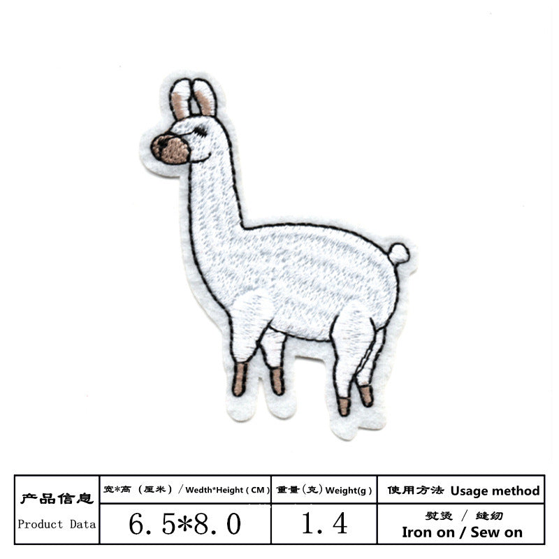 Wholesale Cartoon Alpaca Embroidered Cloth Patches 9 Piece Set Kids Clothing Coat Decorative Sew On Appliques DIY Hole Repair Gift