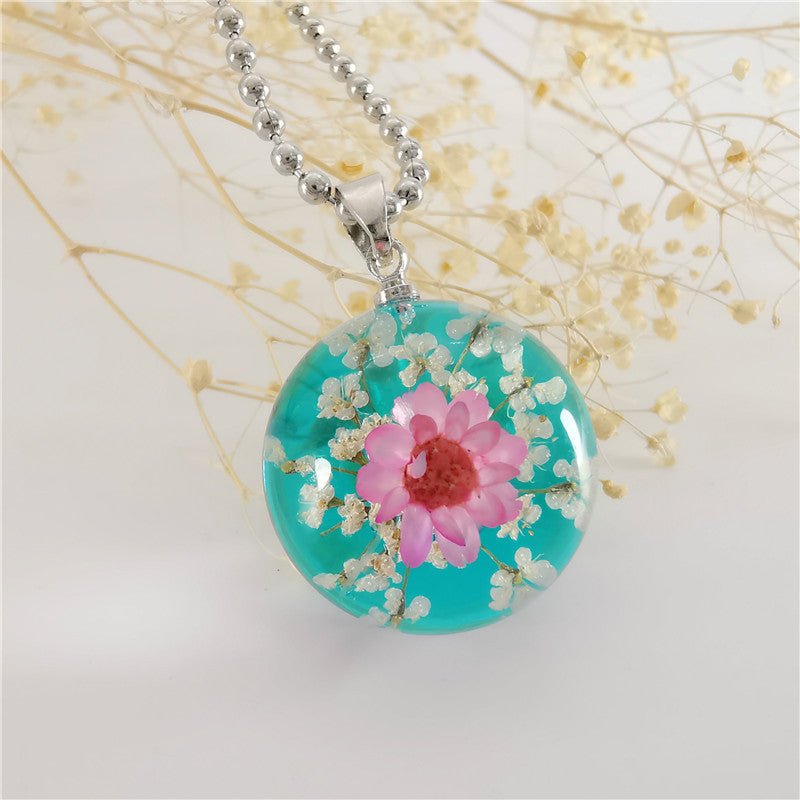 Wholesale 6pcs Creative Natural Real Plant Specimen Dried Flower Necklace