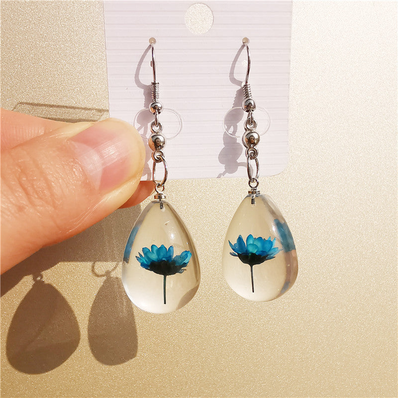 Wholesale 6pcs Handmade Glue-dried Flower Resin Earrings