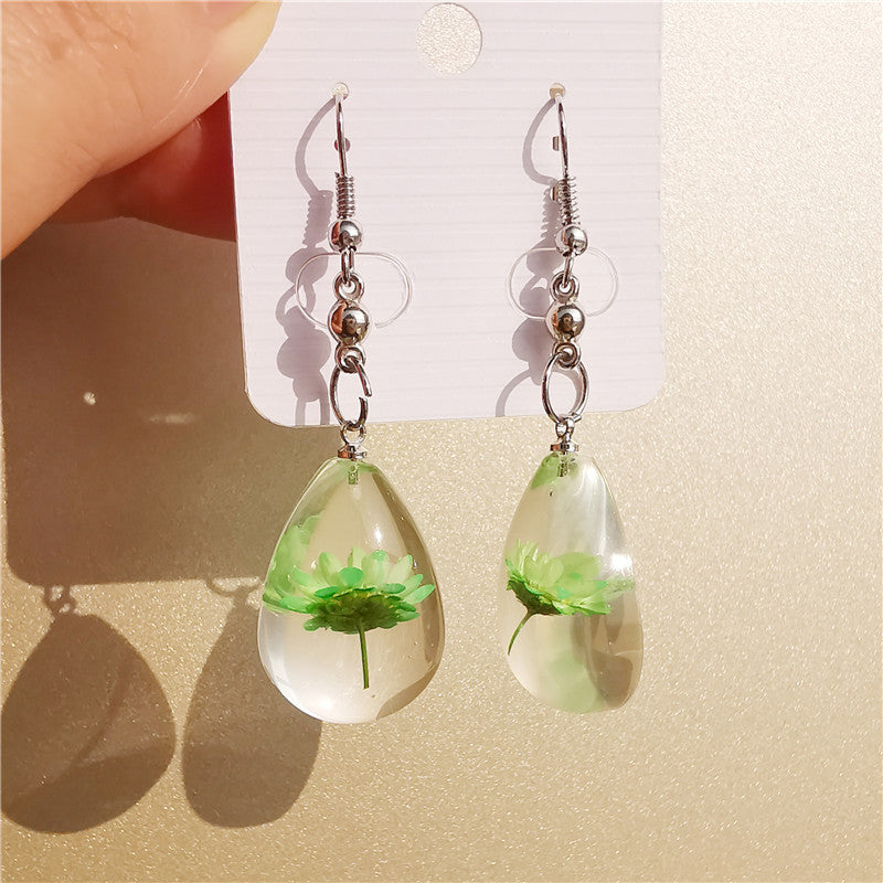 Wholesale 6pcs Handmade Glue-dried Flower Resin Earrings