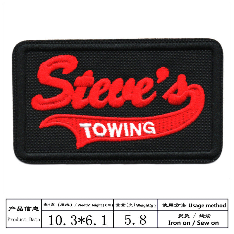 Wholesale Black and white English alphabet rectangular embroidered patch