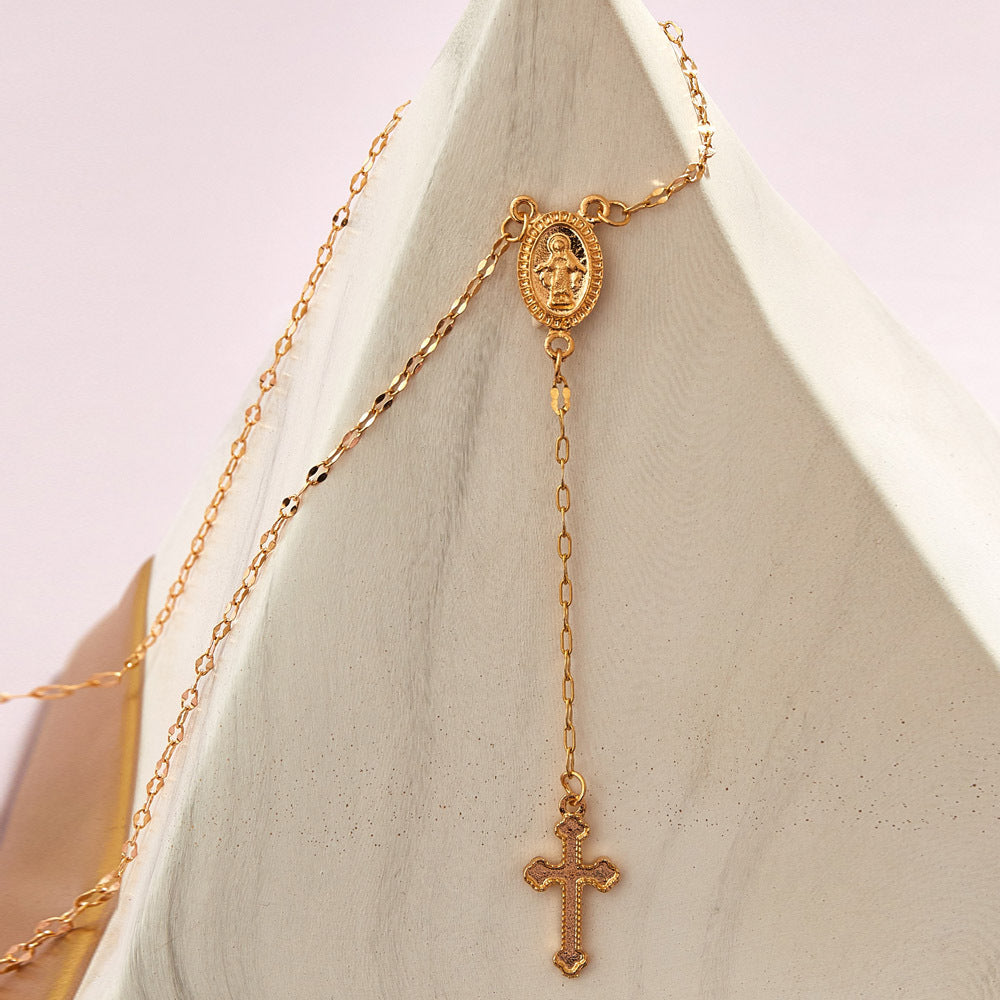 Wholesale Gold Cross Pendant Necklace Vintage Alloy Clavicle Chain